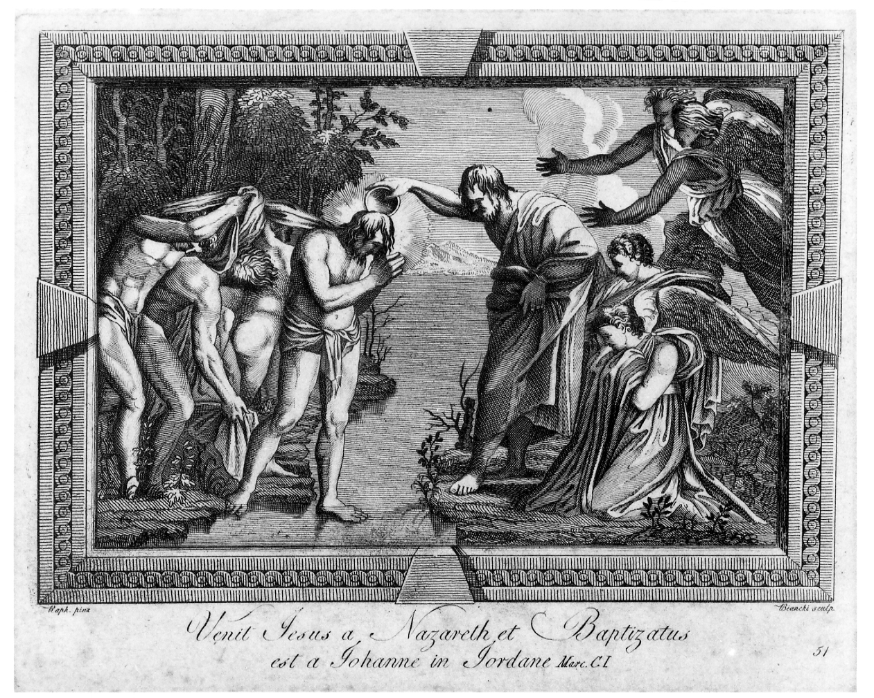 battesimo di Cristo (stampa) di Bianchi (metà sec. XIX)