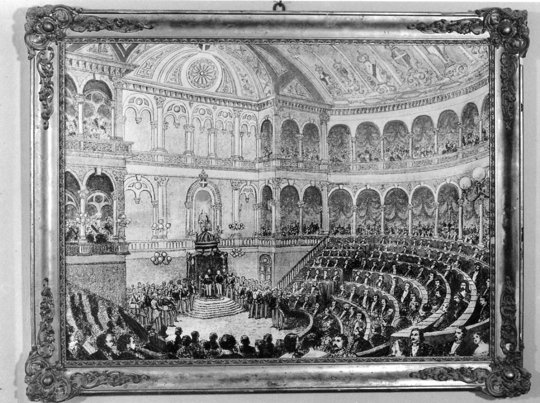 Intervento di Vittorio Emanuele II di Savoia al Parlamento italiano (stampa) - ambito piemontese (seconda metà sec. XIX)