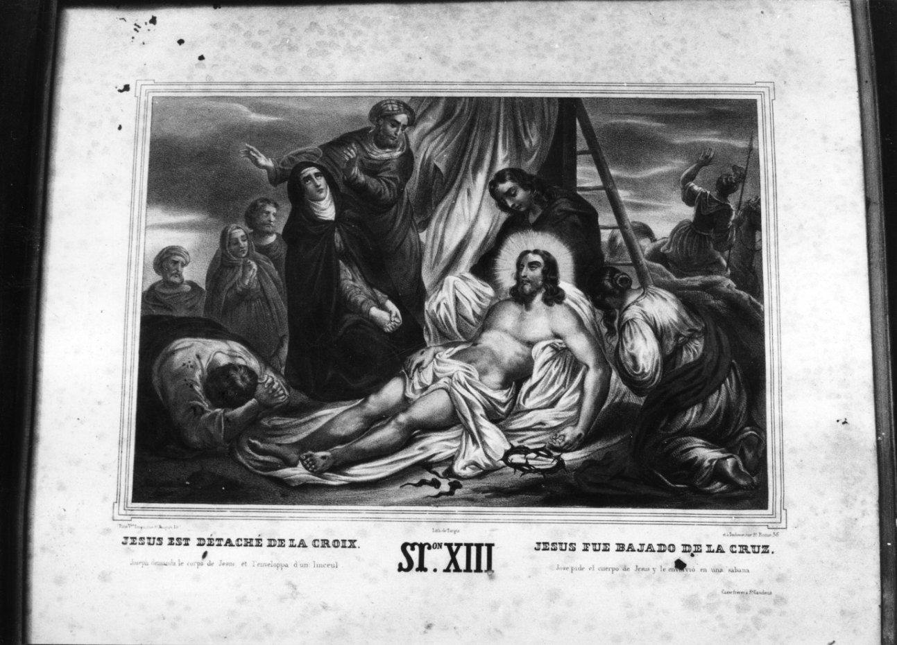 stazione XIII: Gesù deposto dalla croce (stampa, elemento d'insieme) di Turgis Ditta (prima metà sec. XIX)