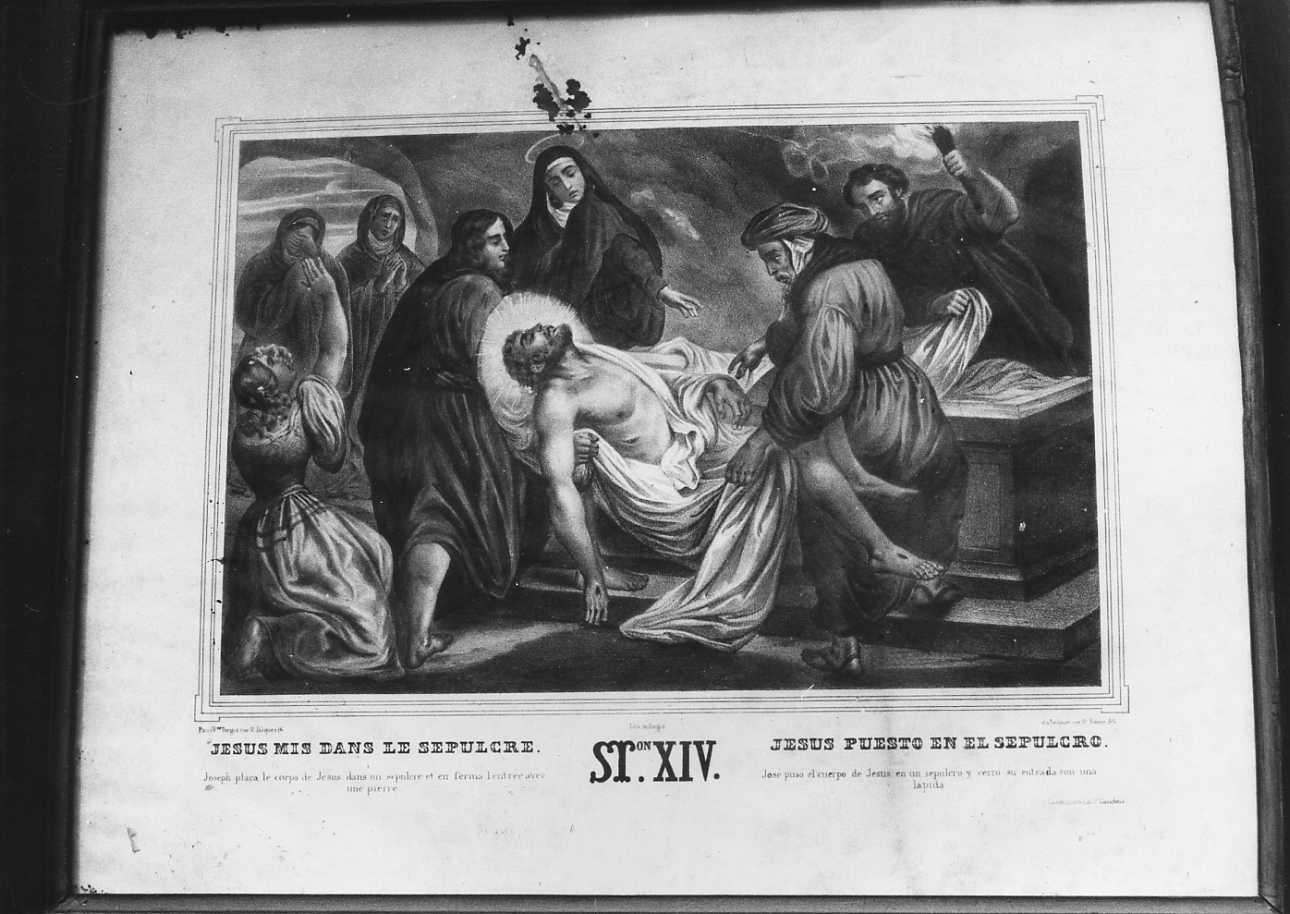 stazione XIV: Gesù deposto nel sepolcro (stampa, elemento d'insieme) di Turgis Ditta (prima metà sec. XIX)