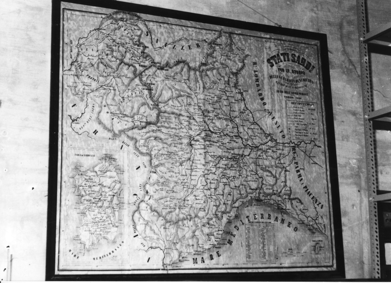 carta geografica del regno di Sardegna (stampa a colori) - ambito piemontese (sec. XIX)