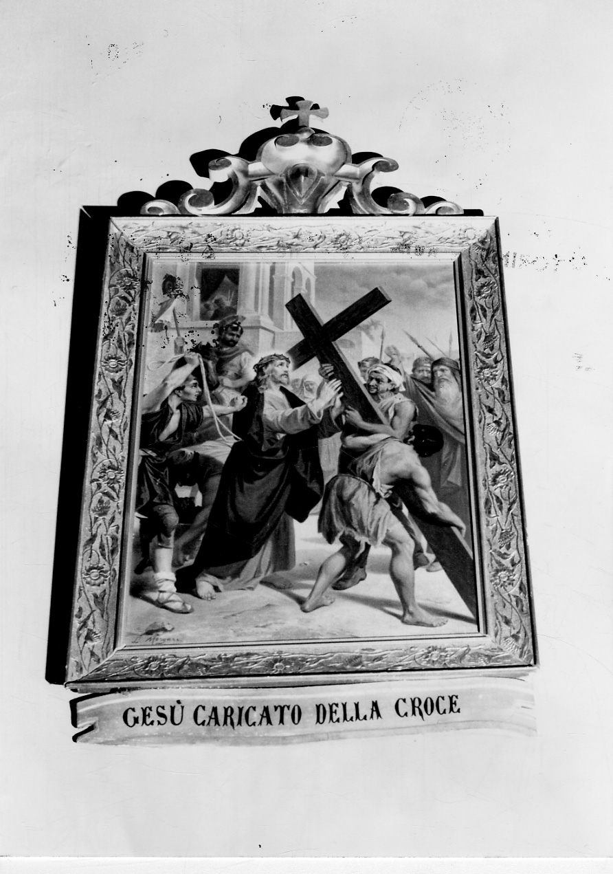 stazione II: Gesù caricato della croce (stampa a colori, elemento d'insieme) - ambito piemontese (inizio sec. XX)