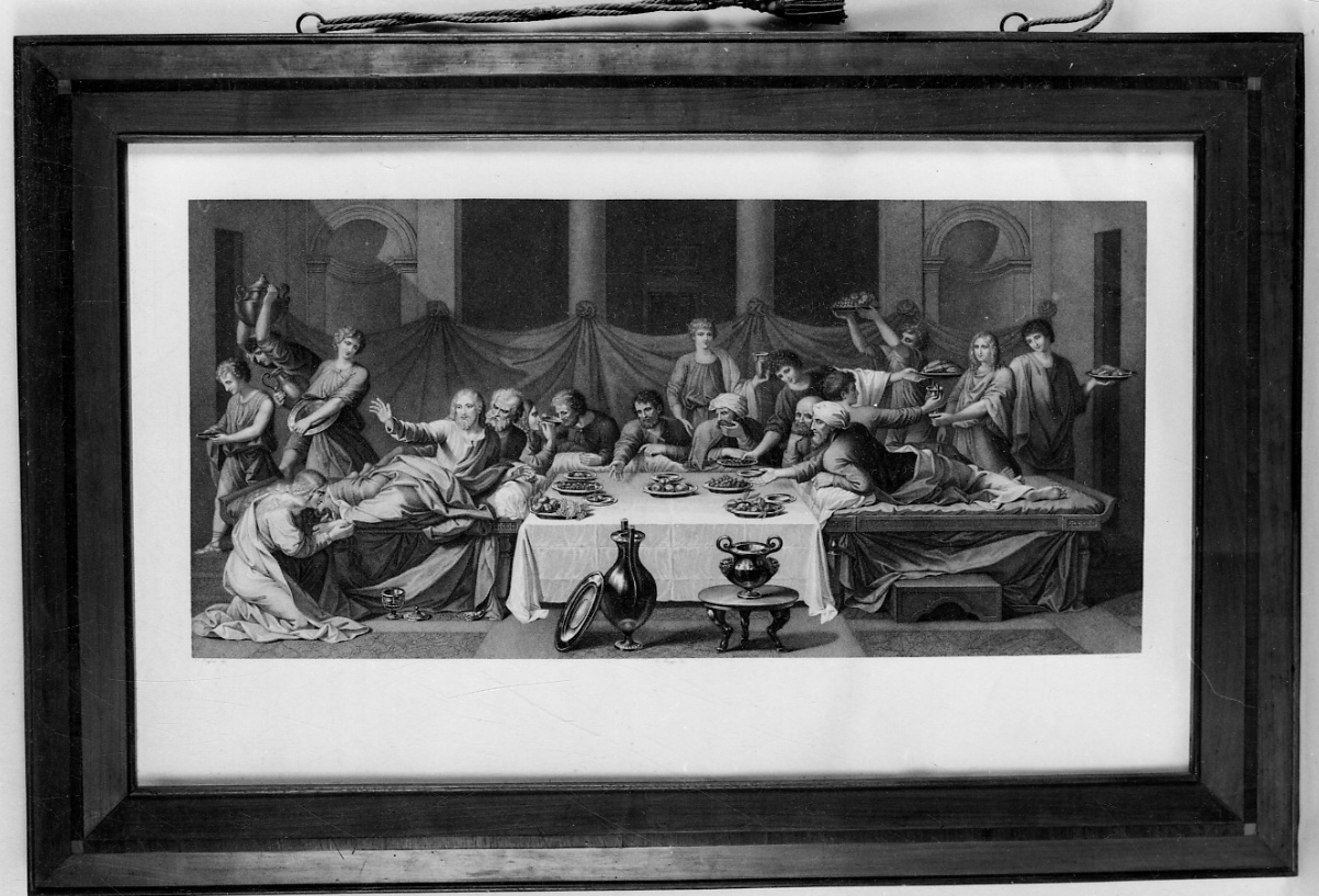 cena in casa di Simone il fariseo (stampa, elemento d'insieme) di Raggio Vincenzo, Zecchin Antonio (metà sec. XIX)
