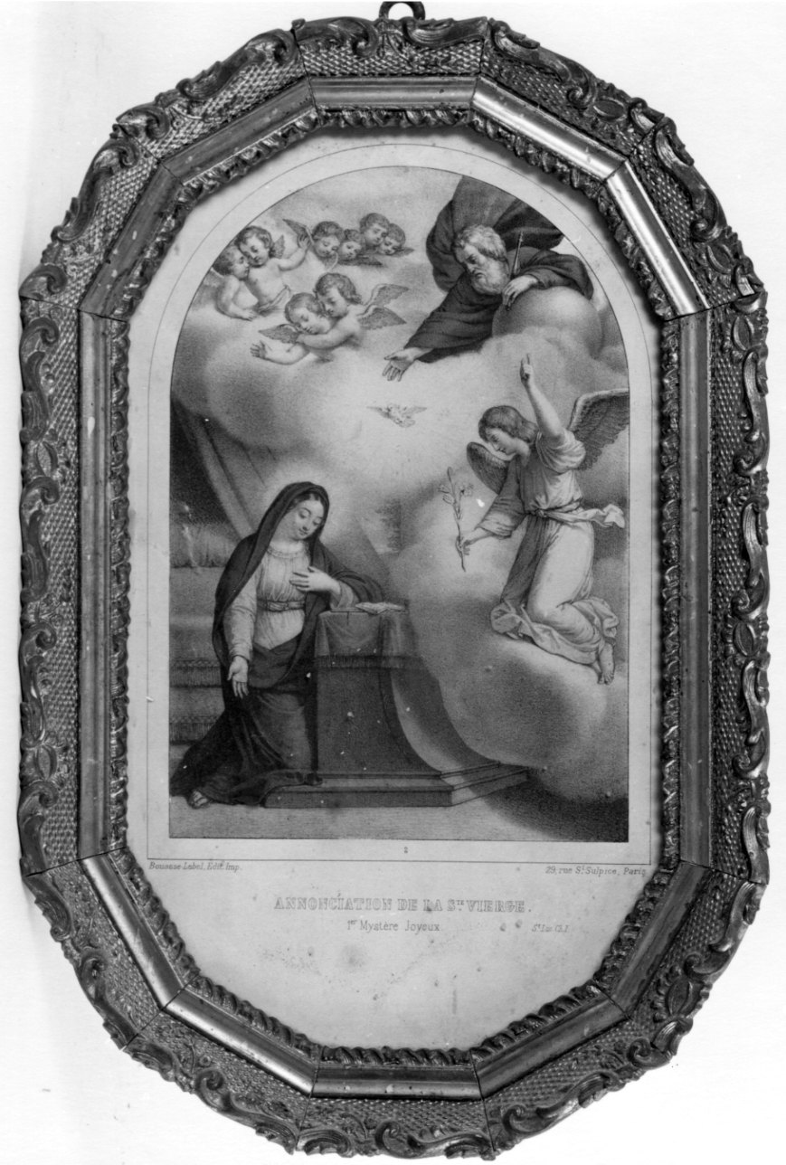 Annunciazione (stampa a colori, elemento d'insieme) - ambito francese (seconda metà sec. XIX)