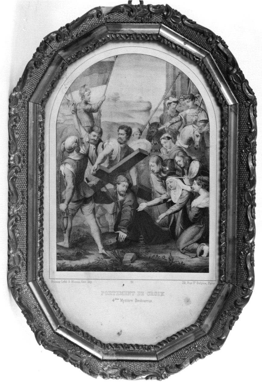 Cristo cade sotto la croce (stampa a colori, elemento d'insieme) - ambito francese (seconda metà sec. XIX)