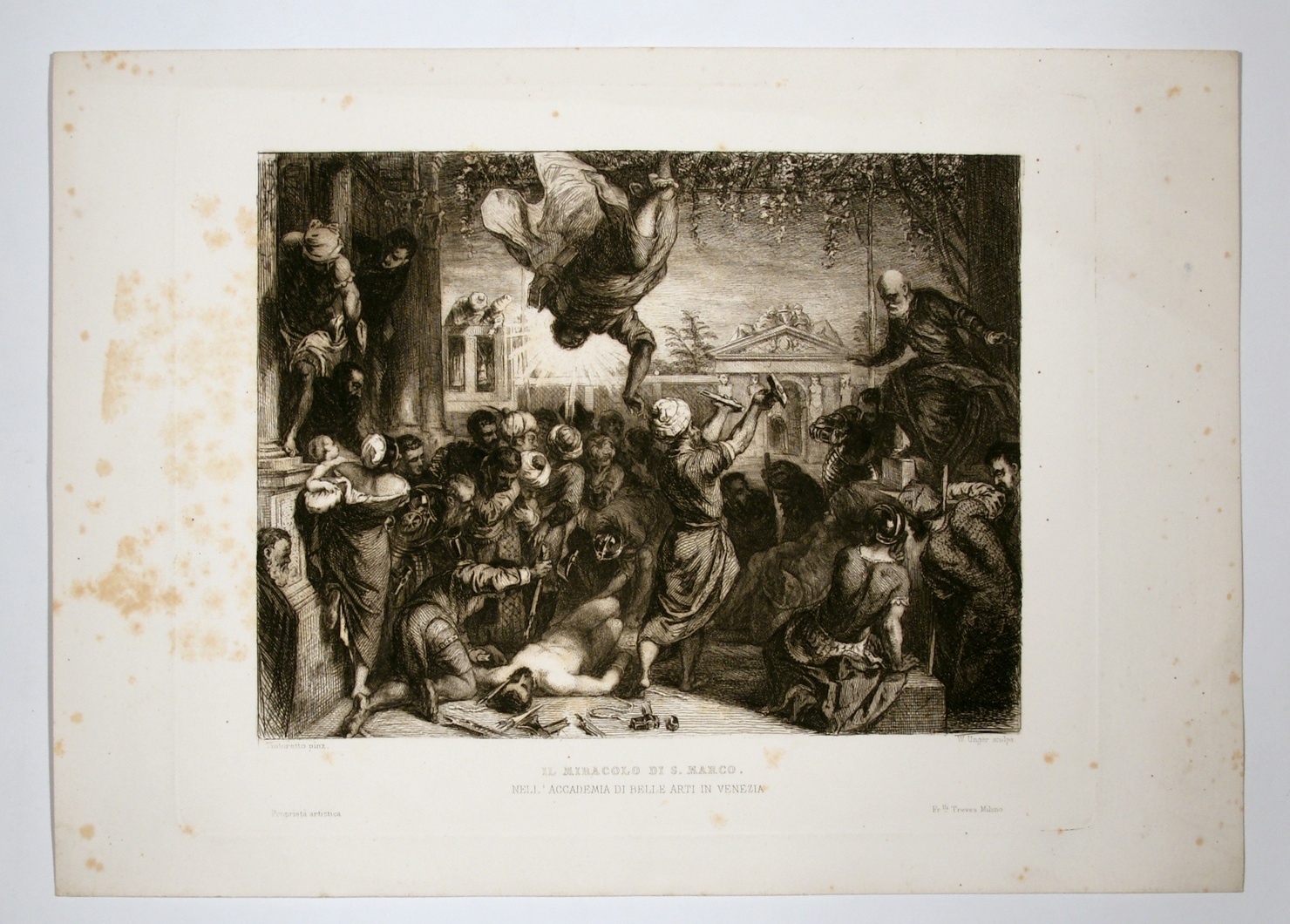 Il Miracolo di S. Marco, San Marco libera lo schiavo (stampa) di Robusti Jacopo detto Tintoretto, Unger William (sec. XIX)