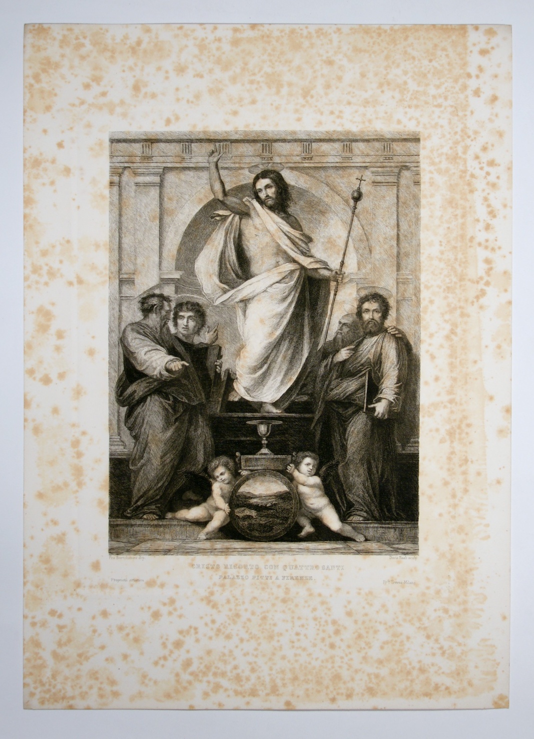 Cristo risorto, resurrezione di Cristo (stampa) di Della Porte Bartolomeo detto fra' Bartolomeo, Raab Doris (sec. XIX)