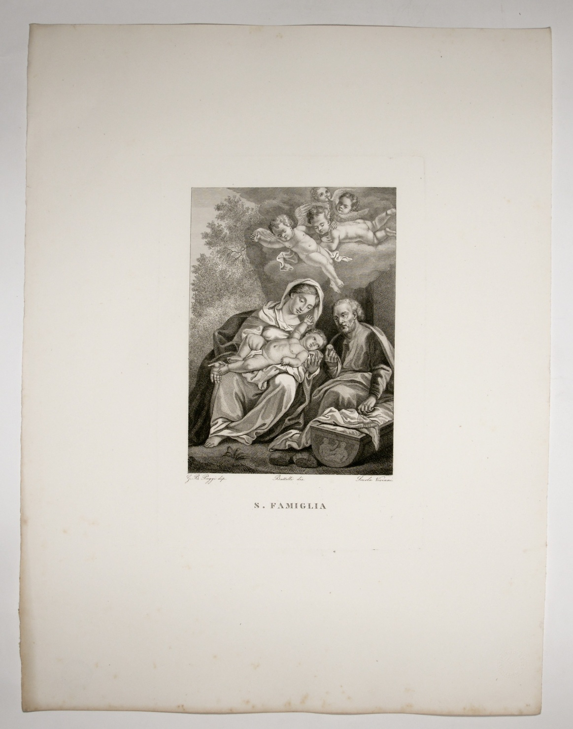 S. Famiglia, Sacra Famiglia (stampa, serie) di Paggi Giovanni Battista, Battelli, Viviani Antonio (scuola) (sec. XIX)