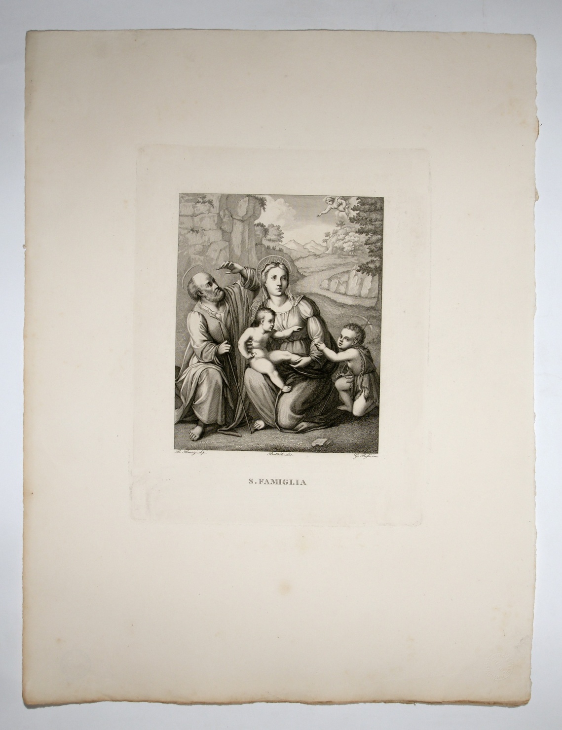 Sacra Famiglia, Sacra Famiglia con San Giovanni Battista bambino (stampa, serie) di Granacci Francesco, Battelli, Rossi Giuseppe (sec. XIX)
