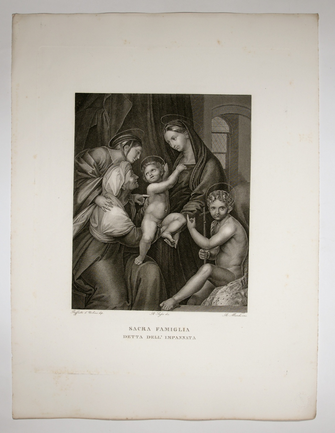 Sacra Famiglia, Sacra Famiglia (stampa, serie) di Sanzio Raffaello, Sasso Giovanni Antonio, Marchi Antonio (sec. XIX)