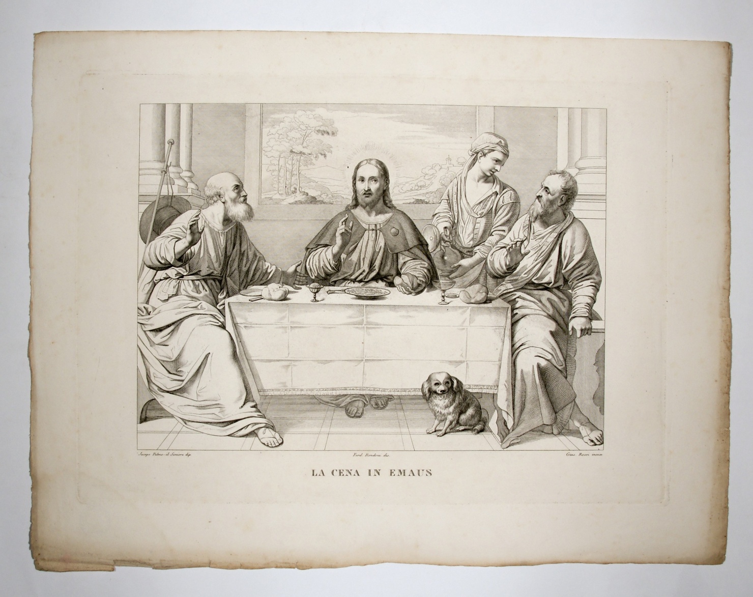 Cena in Emmaus, cena in Emmaus (stampa, serie) di Pistoia Jacopo, Rondoni Ferdinando, Rossi Giuseppe (sec. XIX)