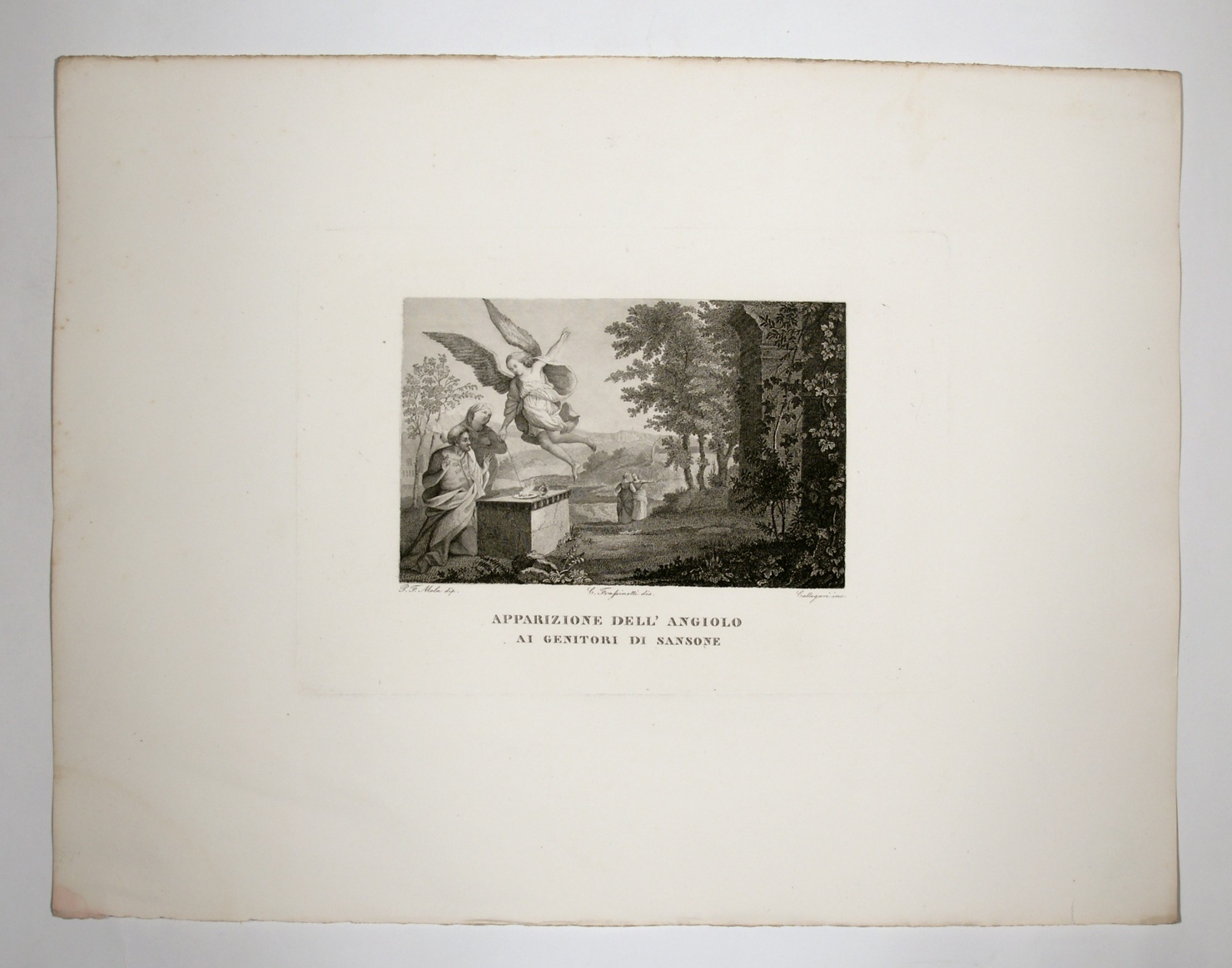 Apparizione dell'Angelo, episodi biblici (stampa, serie) di Mola Pier Francesco, Frassinetti C, Callegari Giovanni Battista (sec. XIX)