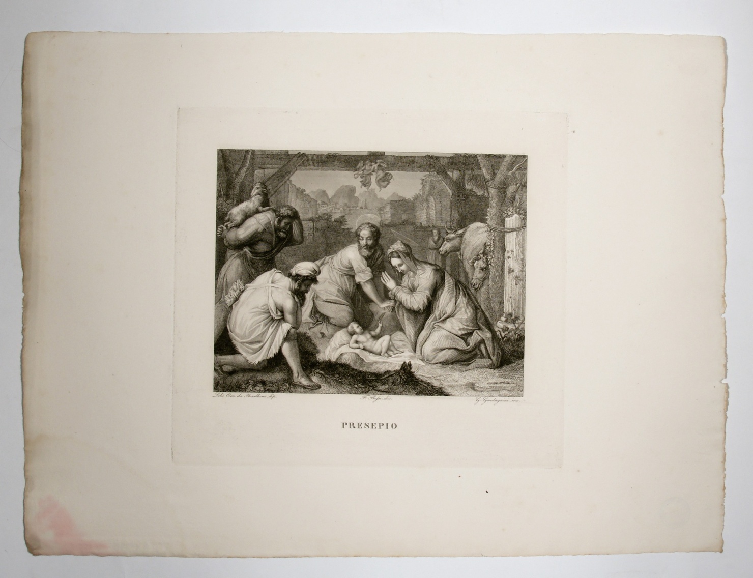 Presepio, presepio (stampa, serie) di De Rossi Francesco detto Cecchino Salviati, Rossi Francesco, Guadagnini Gaetano (sec. XIX)