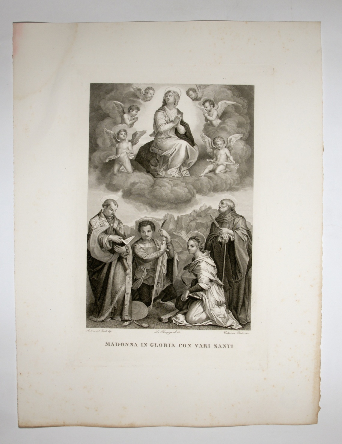 Madonna in Gloria, madonna in gloria (stampa, serie) di Andrea d'Agnolo detto Andrea del Sarto, Pompignoli Luigi, Piotti Pirola Caterina (sec. XIX)