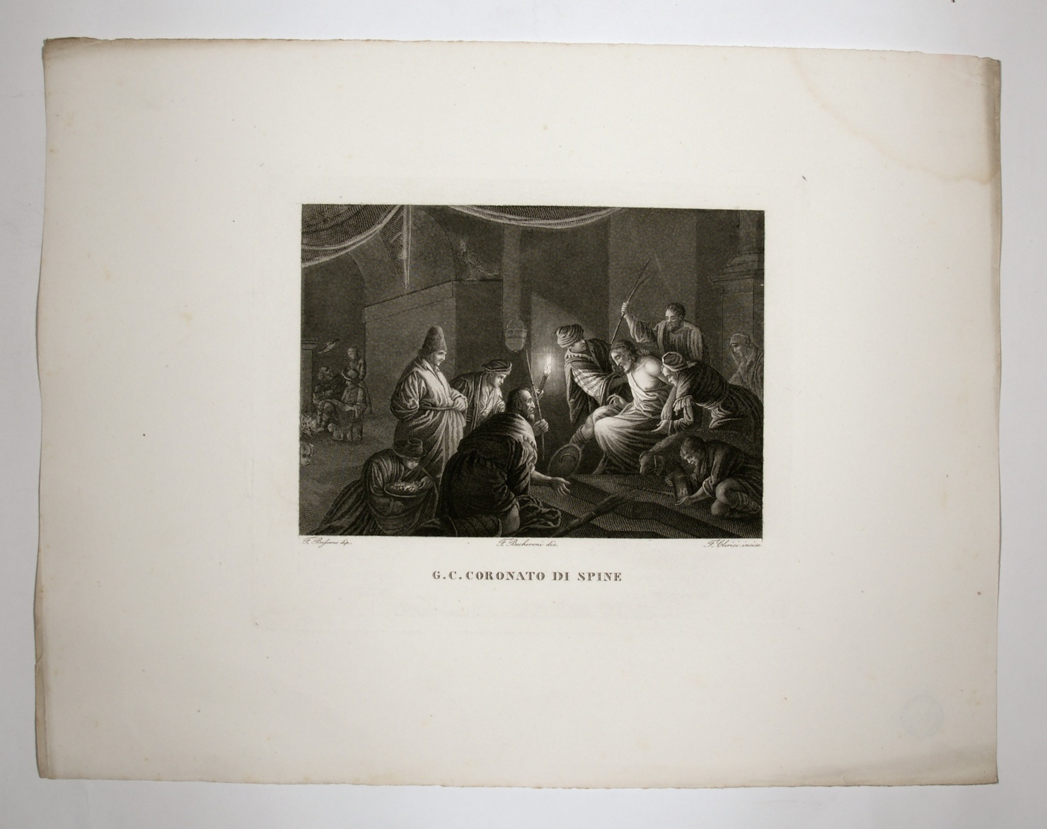 Incoronazione di spine, incoronazione di spine (stampa, serie) di Da Ponte Francesco detto Bassanino, Becheroni F, Clerici Francesco (sec. XIX)
