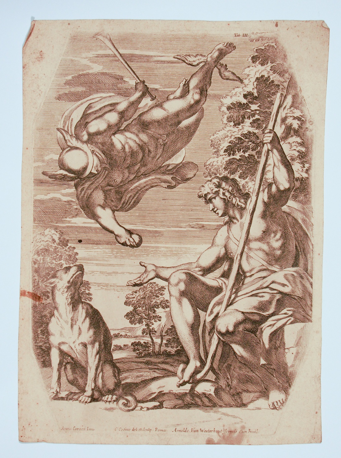 Paride e Mercurio (stampa, serie) di Carracci Annibale, Cesi Carlo (metà sec. XVIII)