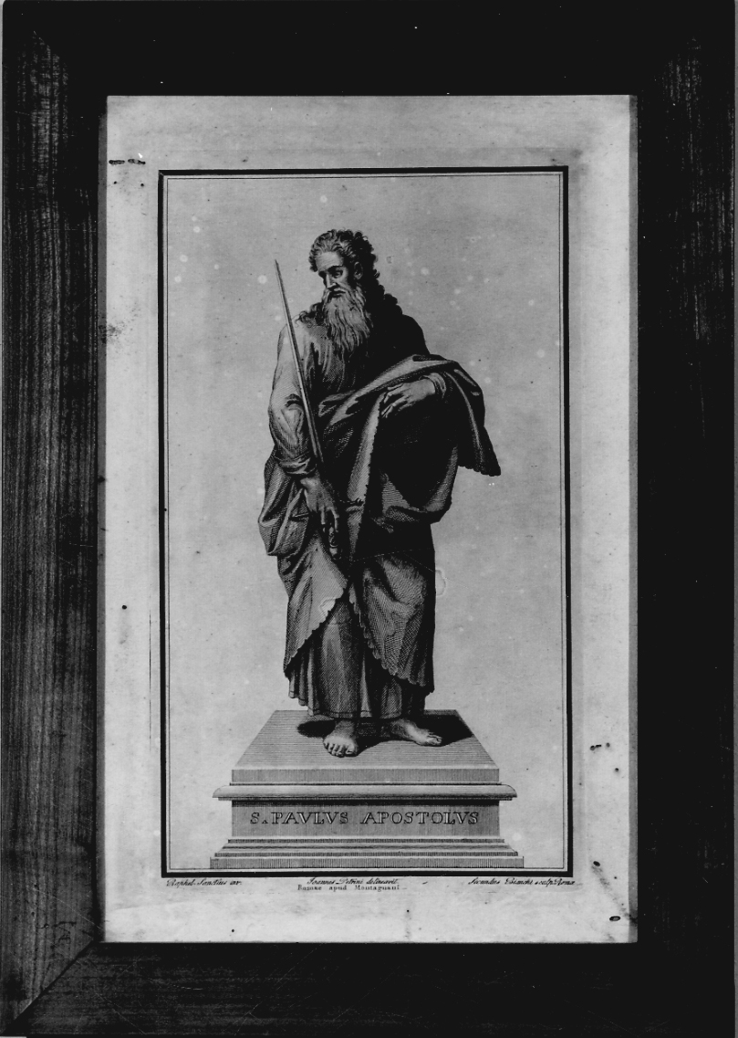 San Paolo Apostolo (stampa, elemento d'insieme) di Sanzio Raffaello, Petrini Giovanni, Bianchi Secondo (inizio sec. XIX)
