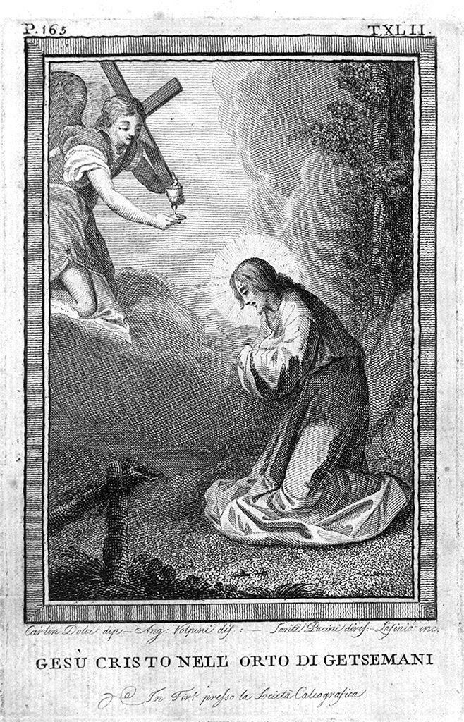 orazione di Cristo nell'orto di Getsemani (stampa) di Lasinio Carlo, Volpini Angelo, Dolci Carlo (sec. XVIII)