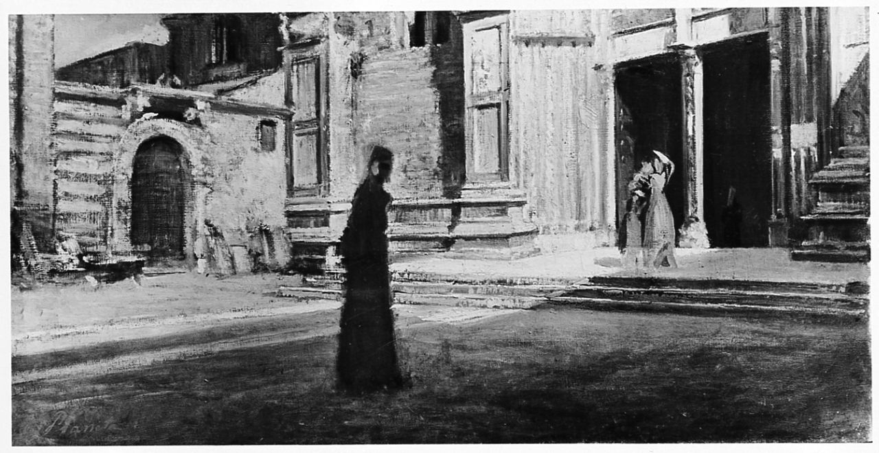 Dante di fronte alla chiesa di S Maria Novella dipinto, ca 1866 -