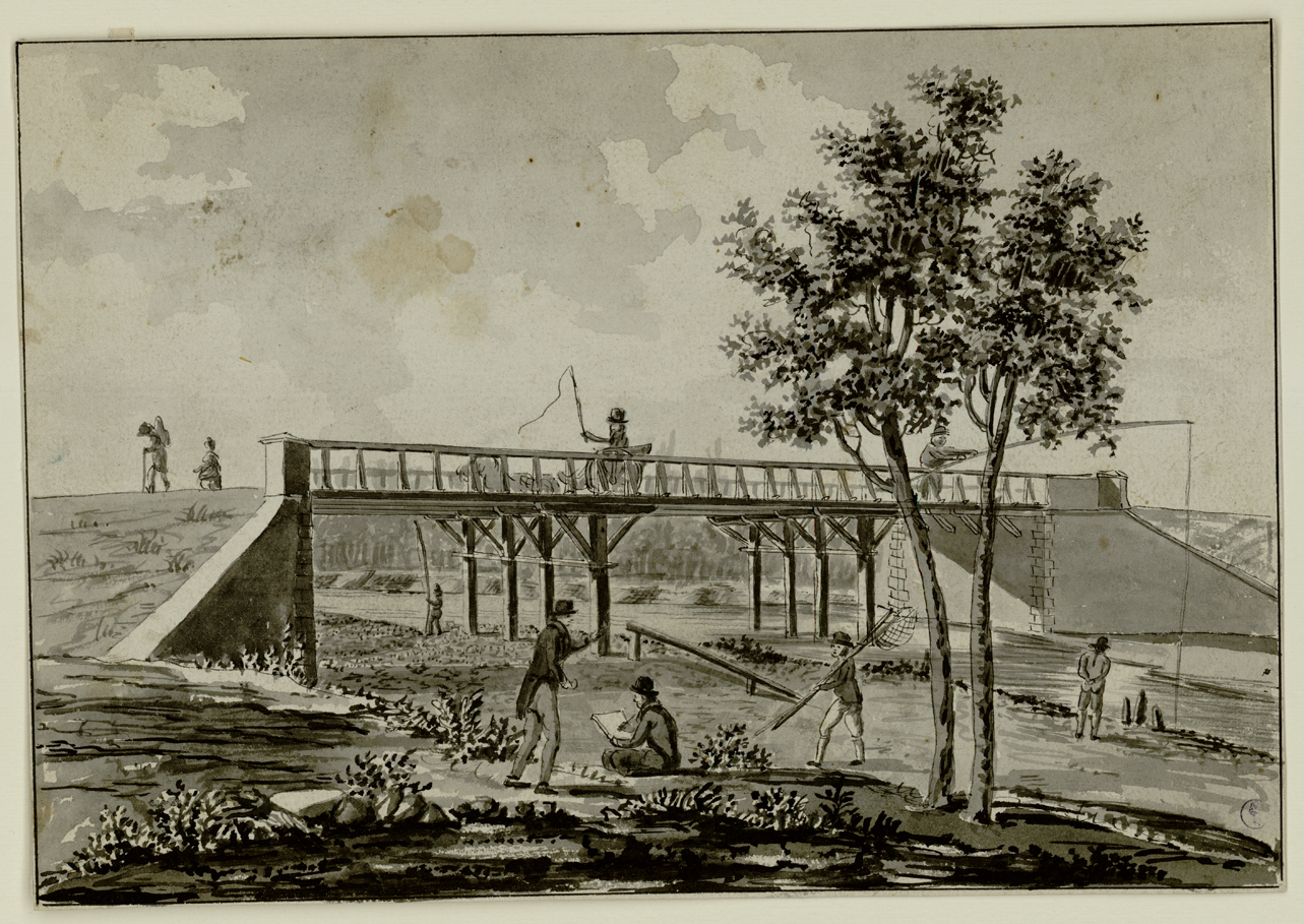 veduta di un ponte (disegno) di Bagetti Giuseppe Pietro (fine/ metà secc. XVIII-XIX)