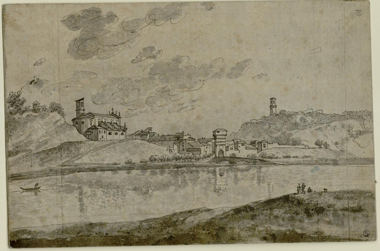 Ceva, veduta di Ceva (disegno) di Bagetti Giuseppe Pietro (inizio sec. XIX)