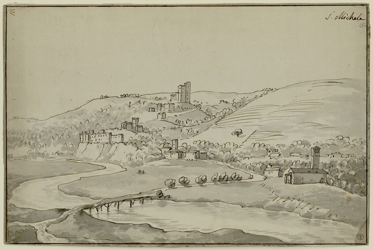 San Michele, veduta di San Michele Mondovì (disegno) di Bagetti Giuseppe Pietro (inizio sec. XIX)
