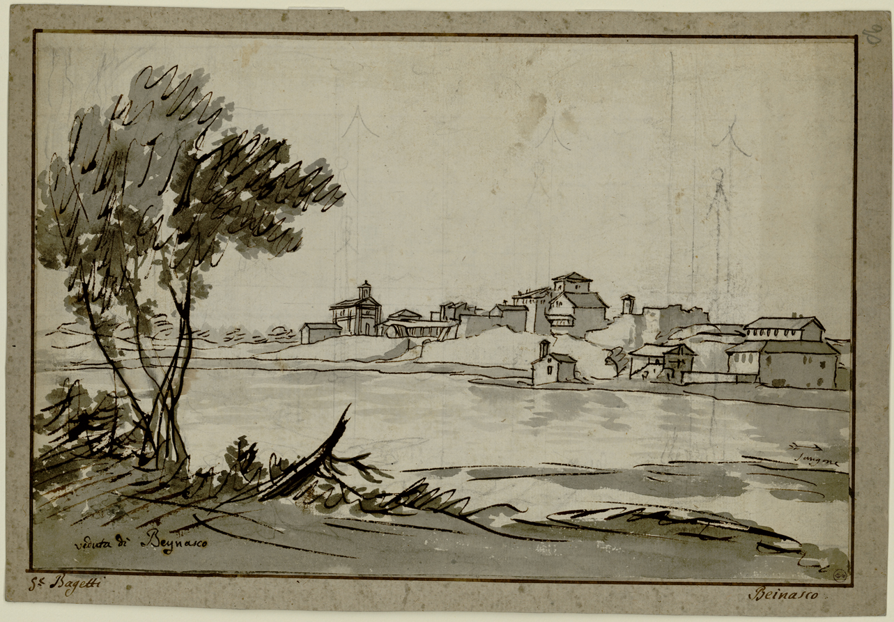 Beinasco, veduta di Beinasco (disegno) di Bagetti Giuseppe Pietro (fine/ metà secc. XVIII-XIX)