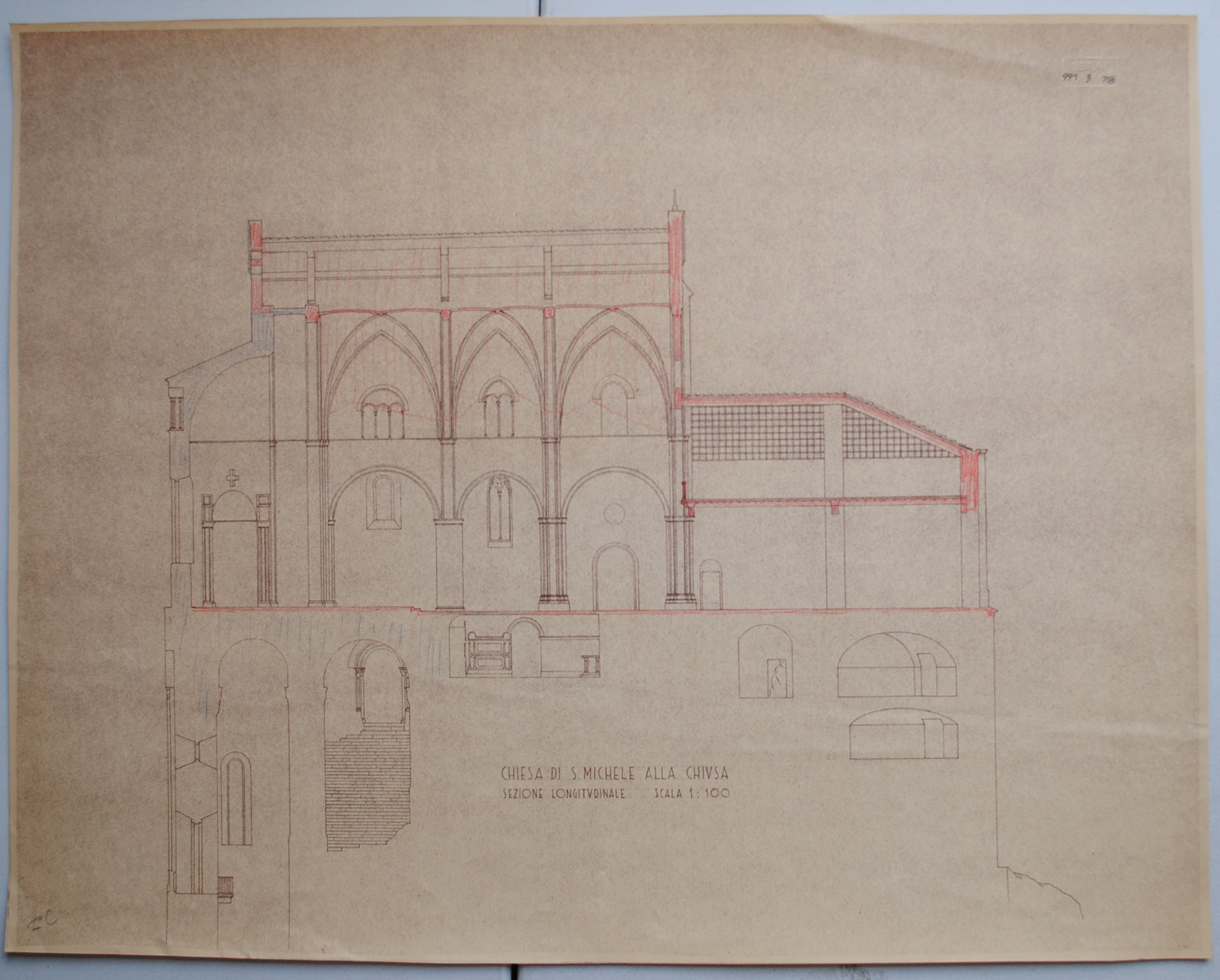 Sacra di San Michele della Chiusa a Sant'Ambrogio di Susa (TO) (disegno architettonico) - ambito piemontese (nr)