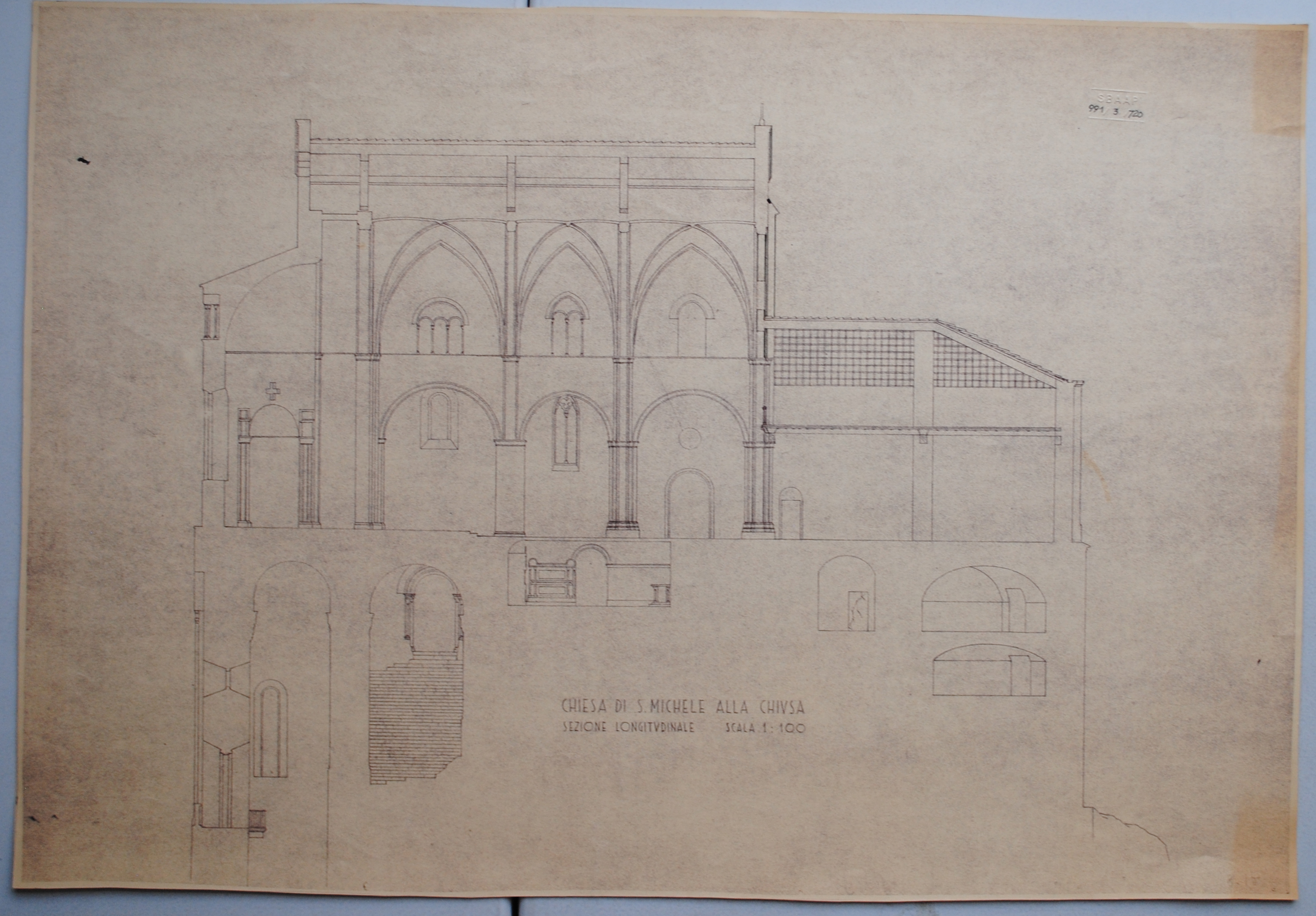 Sacra di San Michele della Chiusa a Sant'Ambrogio di Susa (TO) (disegno architettonico) - ambito piemontese (nr)
