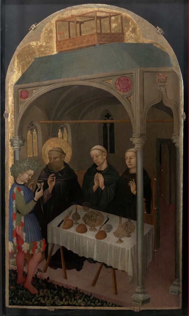 San Benedetto benedice il vino avvelenato (scomparto di polittico) di Massi Gentile detto Gentile da Fabriano, Niccolò di Pietro (sec. XV)