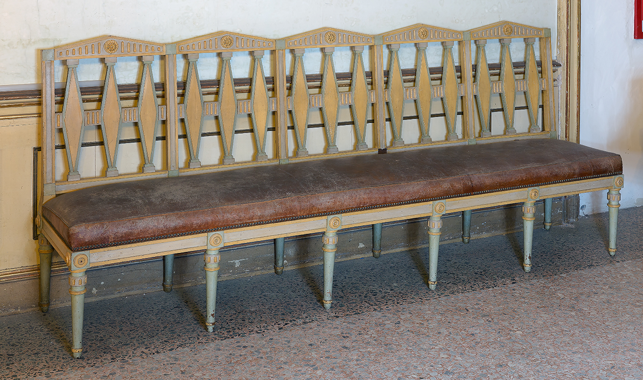 panca con schienale - a cinque posti, serie - manifattura piemontese (secondo quarto sec. XIX)