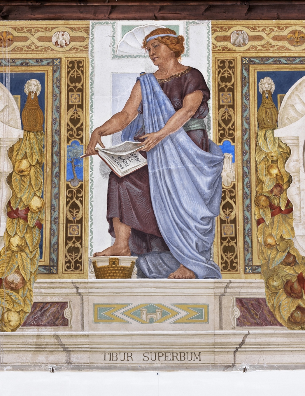 Tibur Superbum, allegoria di Tivoli (decorazione pittorica, elemento d'insieme) di Notte Emilio (prima metà XX)