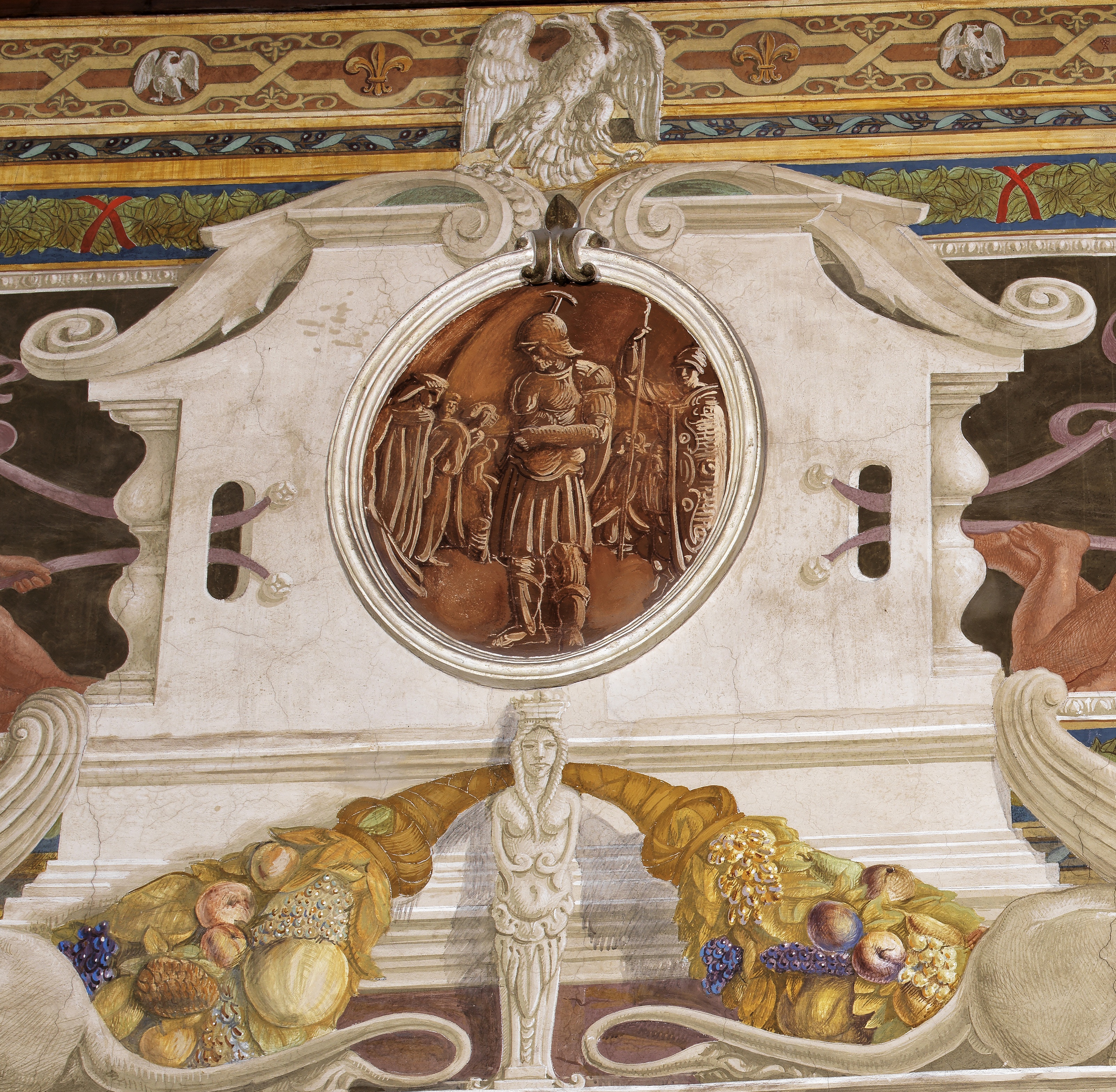 La sconfitta di Catillo nella guerra contro Enea, sconfitta di un eroe (decorazione pittorica, elemento d'insieme) di Notte Emilio (prima metà XX)