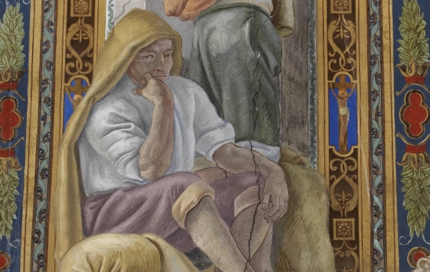 Cristo crocifisso, Cristo crocifisso (decorazione pittorica, elemento d'insieme) di Notte Emilio (prima metà XX)