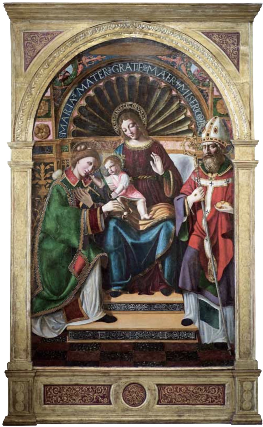 Madonna con il Bambino e i santi Stefano e Nicola di Bari (dipinto) - ambito lombardo (fine/ fine XV)