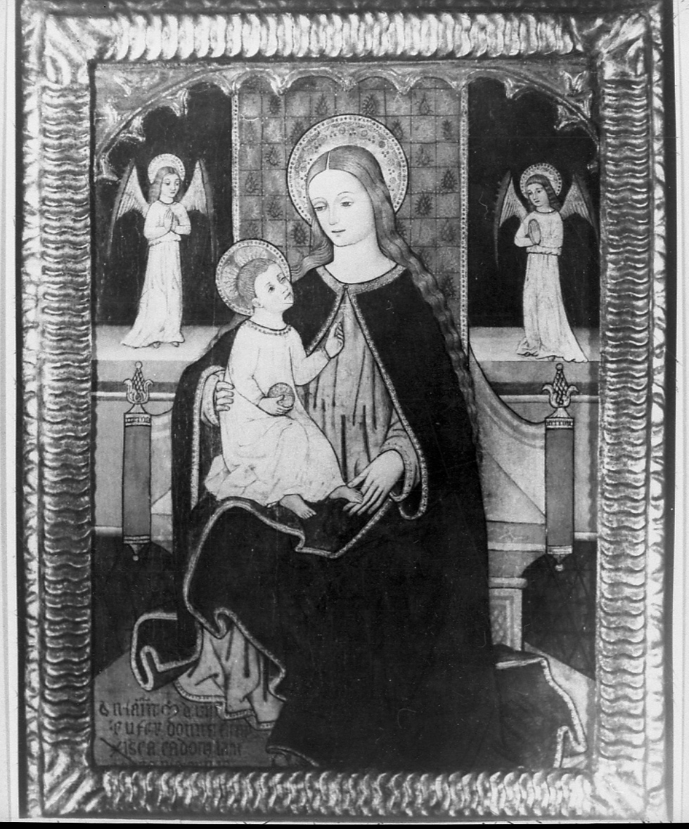 Retablo di Giorgione (di Donna Francesca Cadoni), Madonna in trono con Bambino e angeli (polittico, frammento) di Cavaro Lorenzo (attribuito) (inizio XVI)