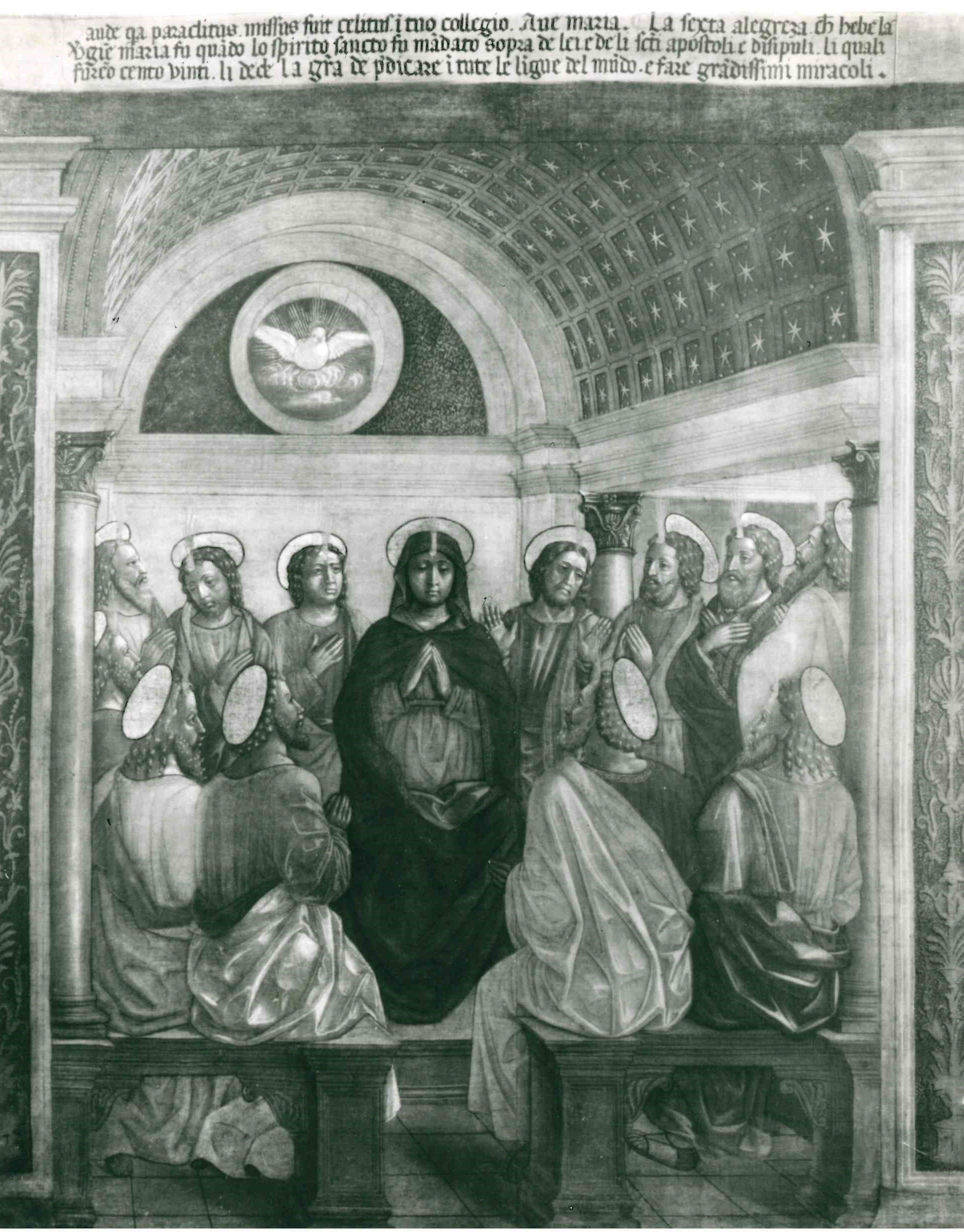 Pentecoste (dipinto, opera isolata) di Maestro della Pentecoste Cernuschi (attribuito) (ultimo quarto XV)