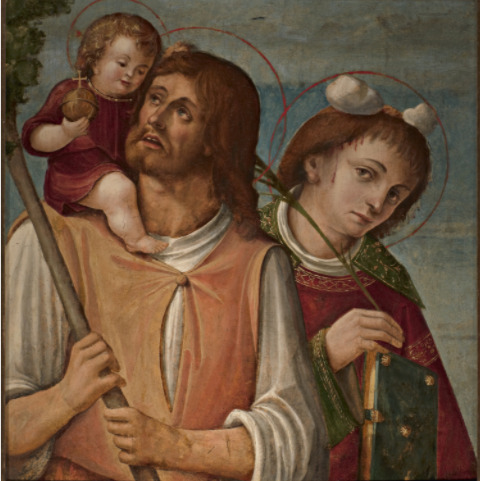 Cristoforo e Stefano (dipinto) di Carrari Baldassarre (XVI)