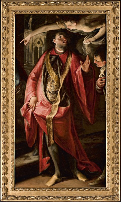 Figura di dignitario con angelo (dipinto) di Bolognini Giacomo (prima metà XVIII)