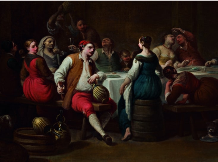 Scena di convito all'aperto (dipinto) di Antonio Beccadelli (XVIII)