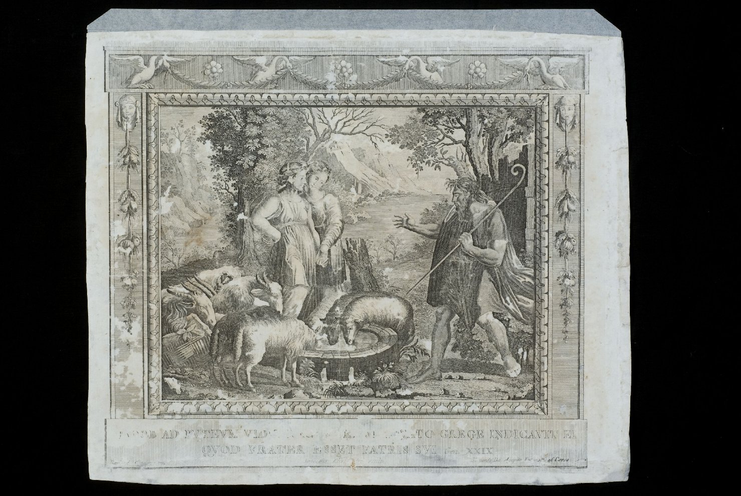 Giacobbe pascola le greggi di Labano (disegno, opera isolata) - ambito italiano (sec. XVIII)