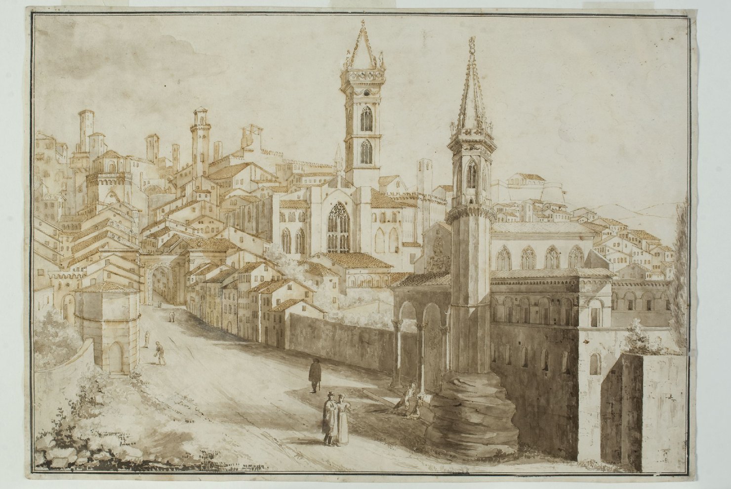 veduta di Perugia (disegno, opera isolata) di Massari Silvestro (secondo quarto sec. XIX)