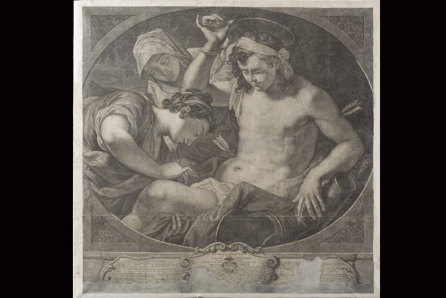 S. Sebastiano curato da S. Irene (stampa) di Vogel Bernhard, Trevisani, Angelo, Heiss Elias Christoph (secc. XVIII/ XIX)