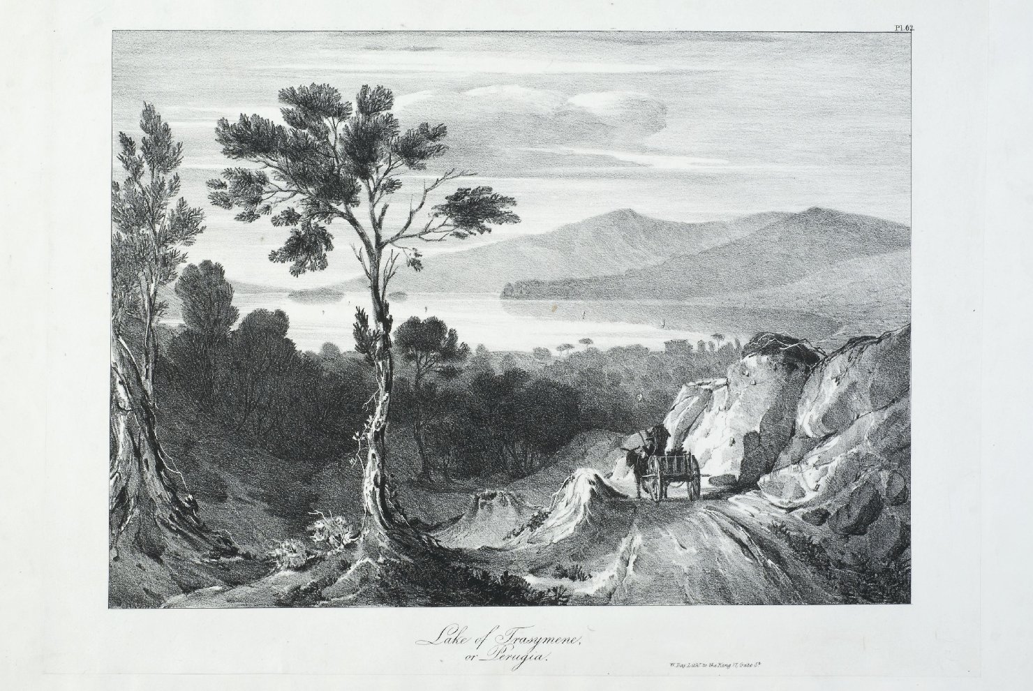 Veduta del Lago Trasimeno, veduta (stampa) - ambito inglese (metà sec. XIX)