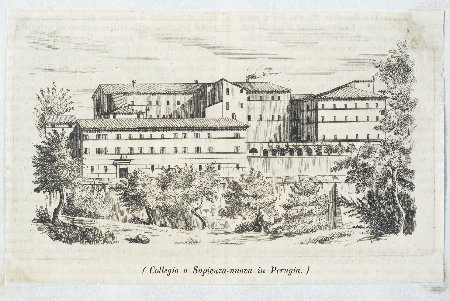 Collegio o Sapienza nuova in Perugia, veduta di Perugia (stampa) - ambito umbro (metà sec. XIX)