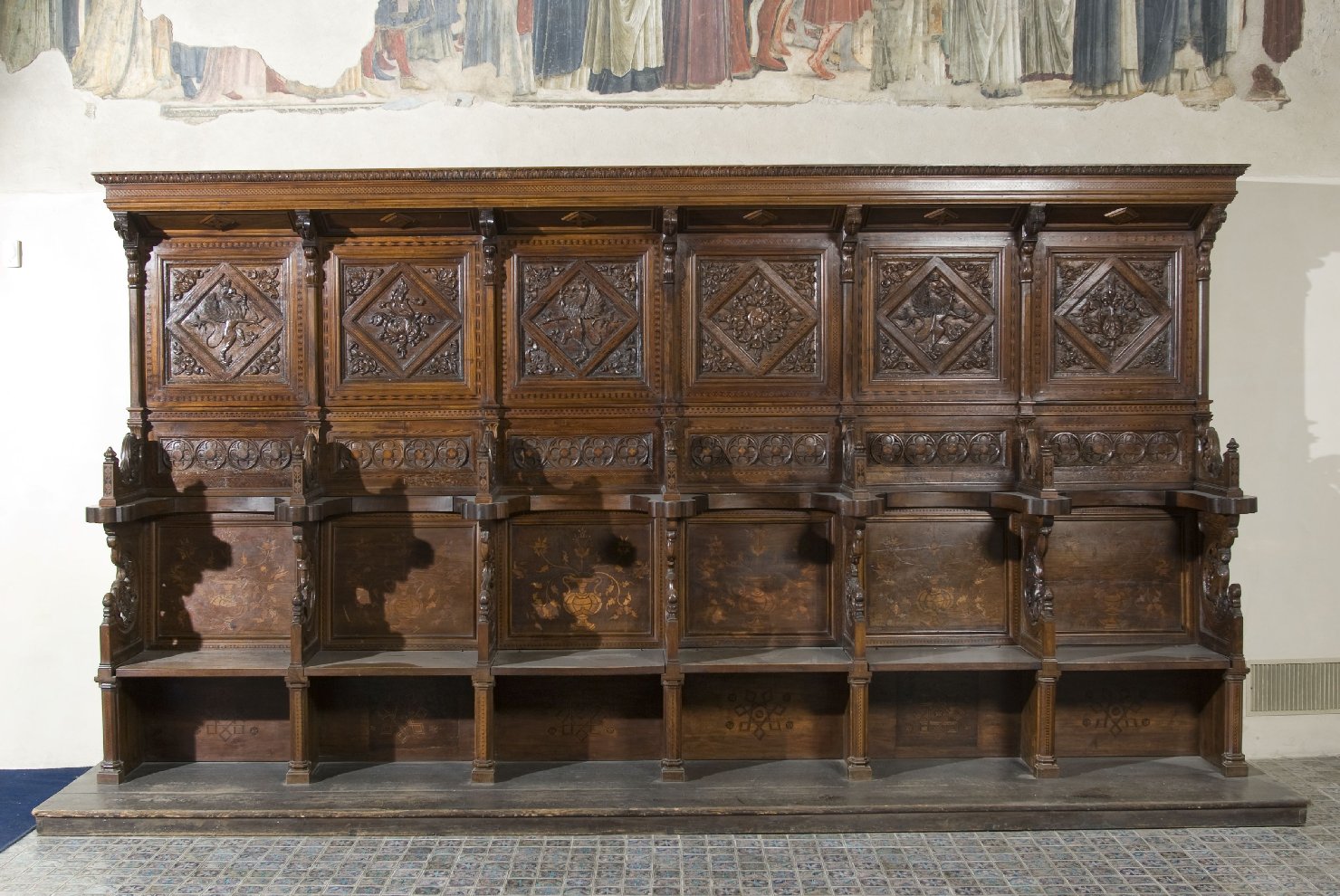 stalli del coro di Gaspare di Jacopo da Foligno (attribuito), Paolino di Giovanni da Ascoli (attribuito) (seconda metà sec. XV)