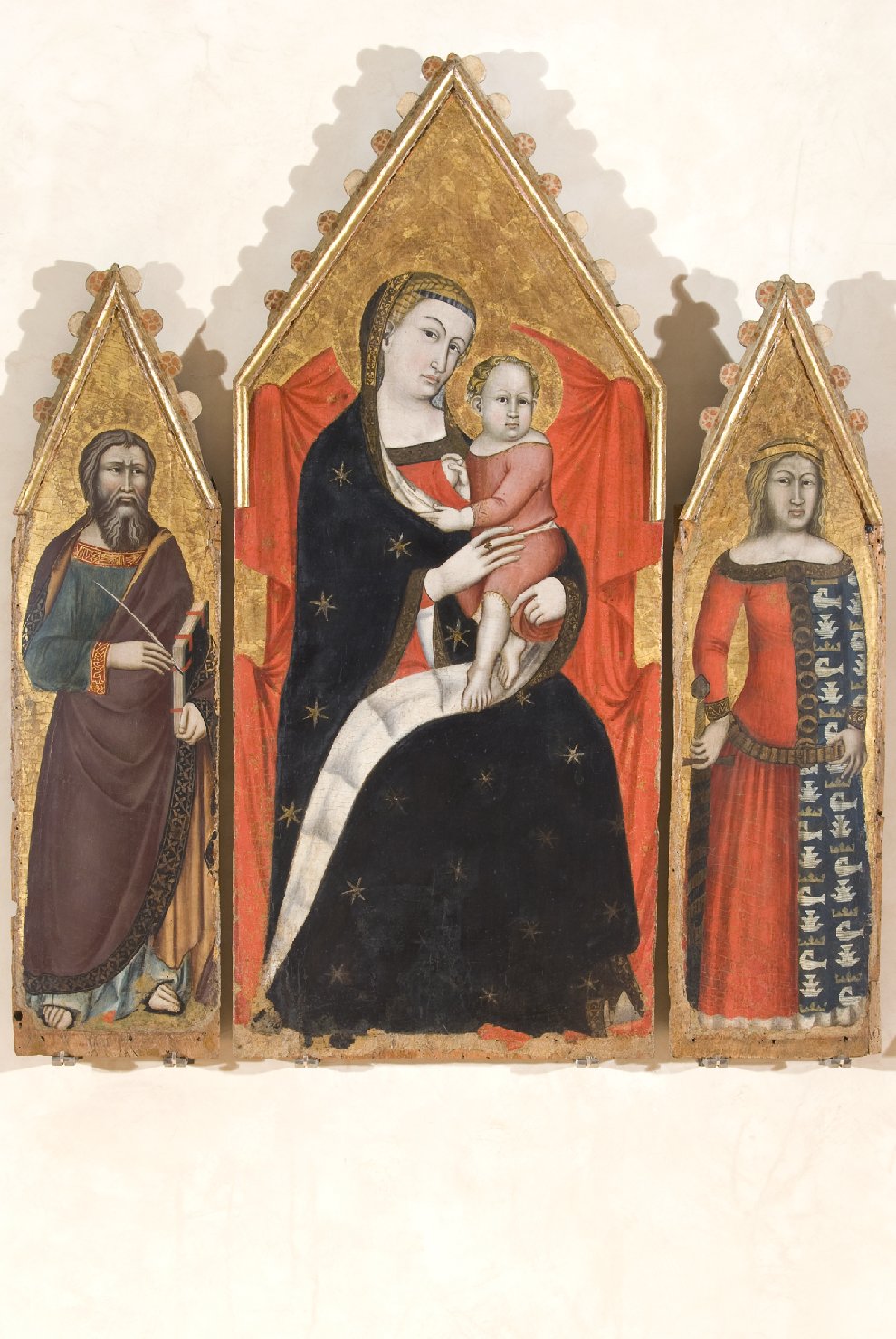 Madonna con Bambino e Santi (trittico, opera isolata) di Mello da Gubbio (attribuito) (sec. XIV)