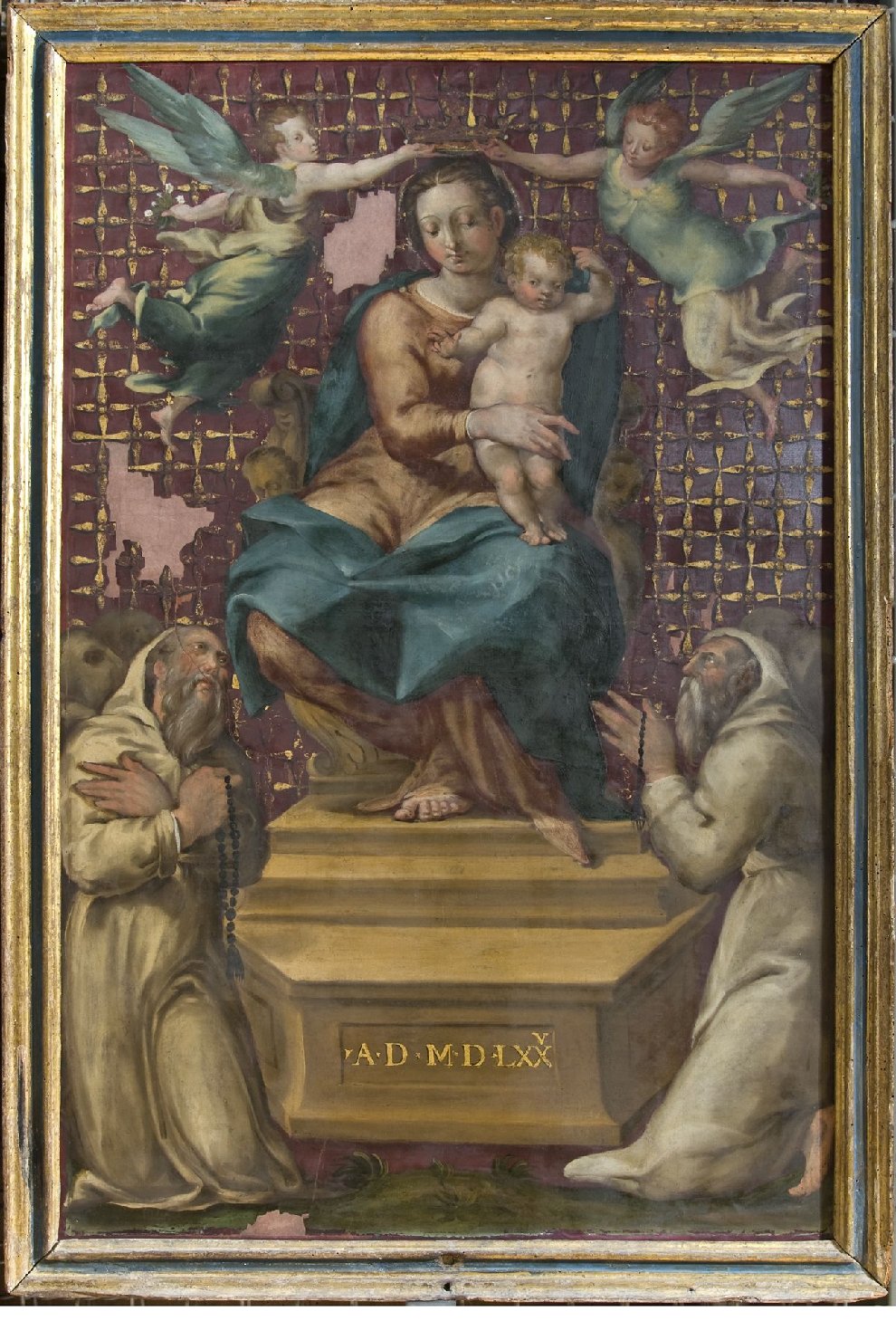 incoronazione di Maria Vergine e confrati (dipinto, opera isolata) - ambito Italia centrale (ultimo quarto sec. XVI)