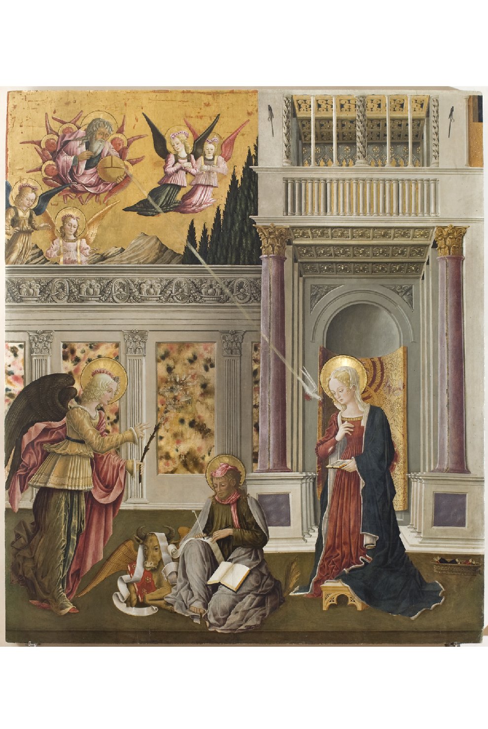 Annunciazione con San Luca (dipinto, opera isolata) di Bonfigli Benedetto (attribuito) (metà sec. XV)