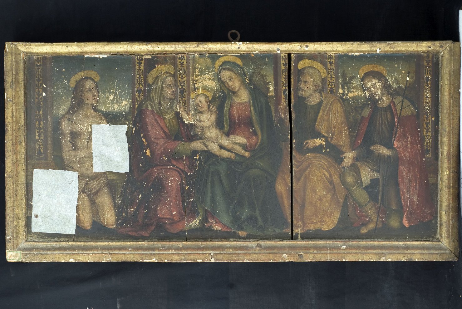 Sacra Famiglia con San Sebastiano e San Rocco (dipinto, opera isolata) di Giacomo di Domenico da Milano (attribuito) (secondo quarto sec. XVI)
